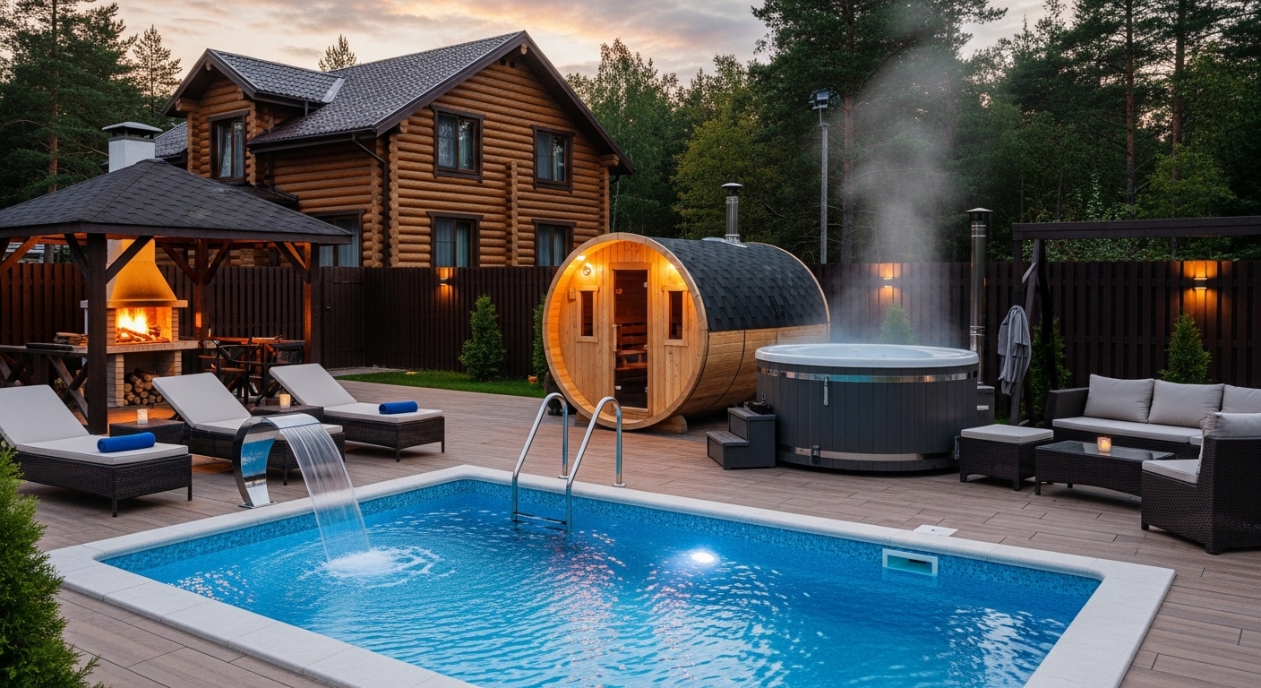 Элитный коттедж с бассейном и баней