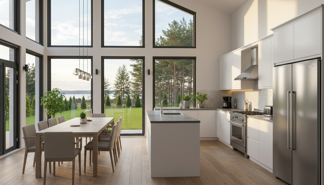 Загородный дом с баней и камином